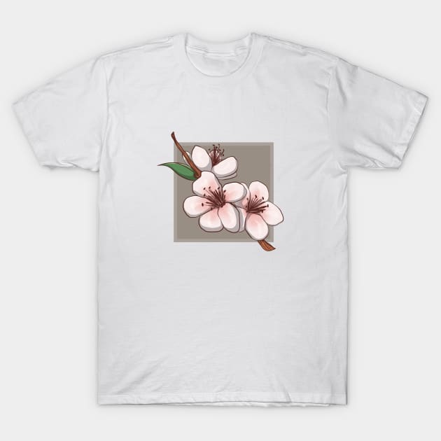 Apricot Tree Flower – Floral Design T-Shirt by Red Fody